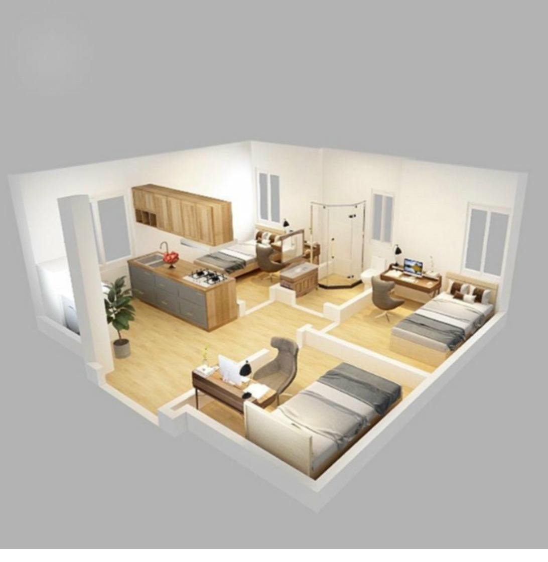 Plan 3D intérieur - Maison 35m²