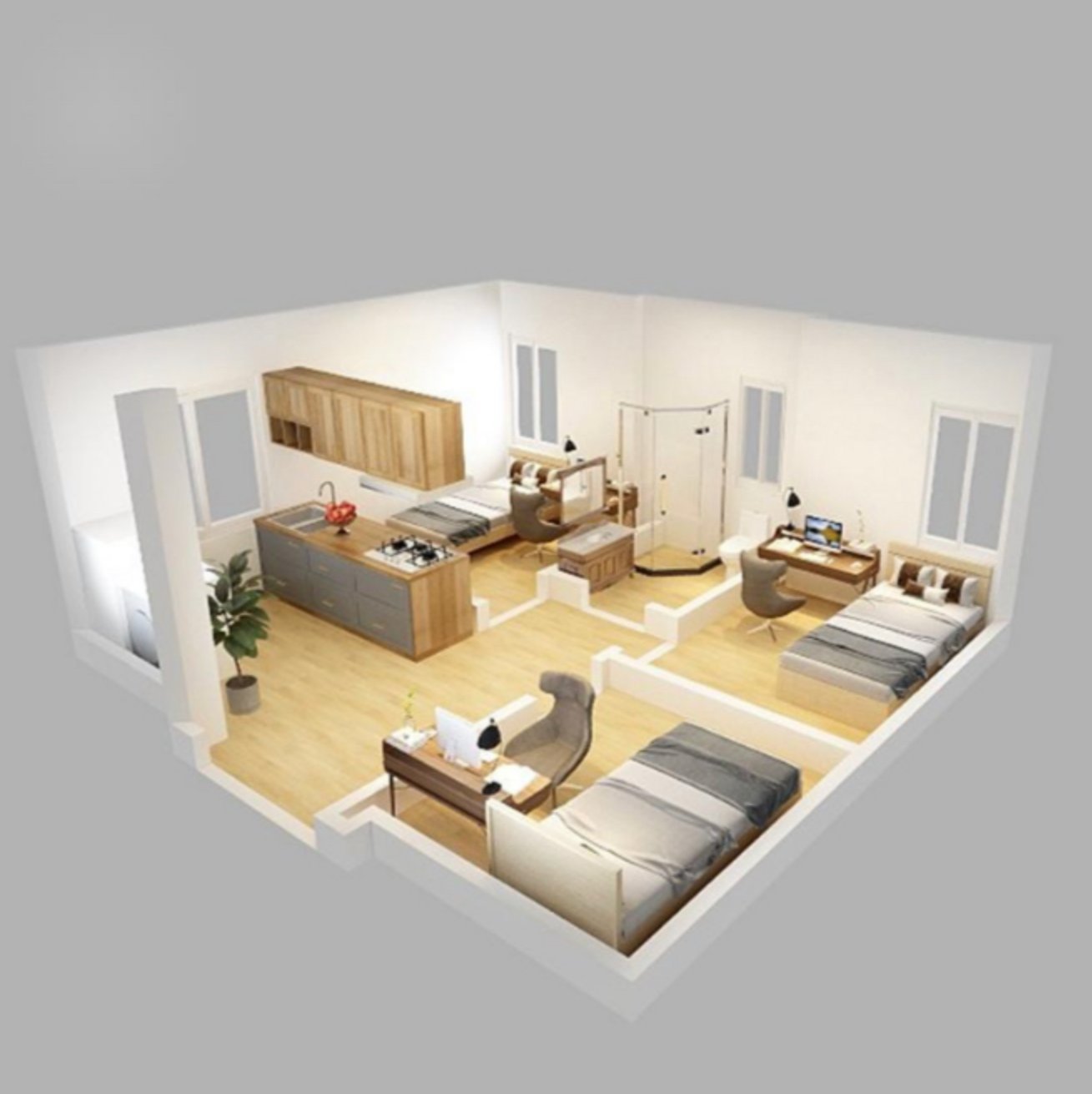 Plan intérieur maison container 35m² 3 pièces ILLIKO-IMMO